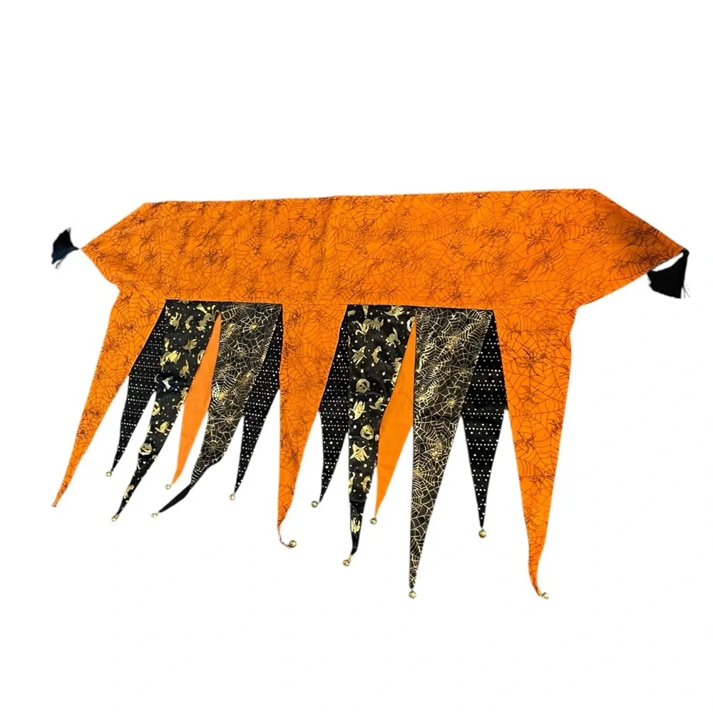 Grandin Road Bewitching Halloween Mantel Pennant Scarf Bells Tassels Retired